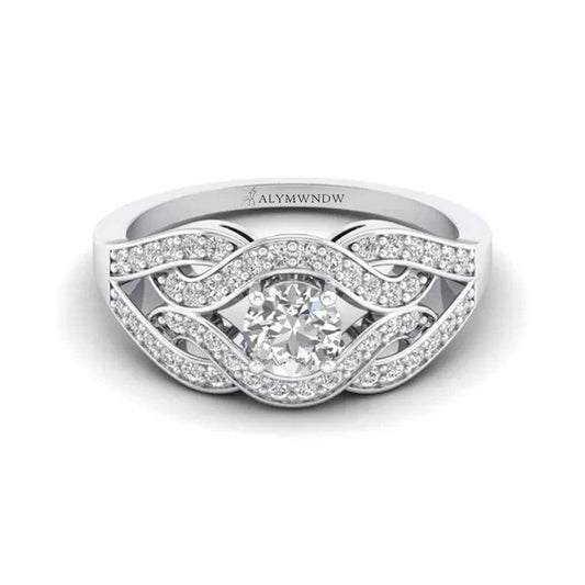 Woman Ring with Lab Grown Diamond in Gold & Platinum | Alymwndw Jewellery - Alymwndw