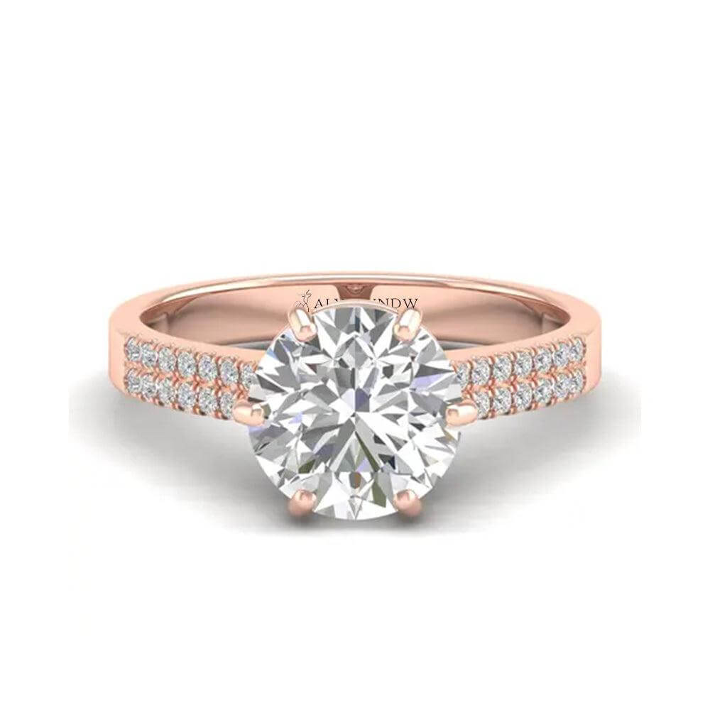 Woman Ring with Lab Grown Diamond in Gold & Platinum | Alymwndw Jewellery - Alymwndw