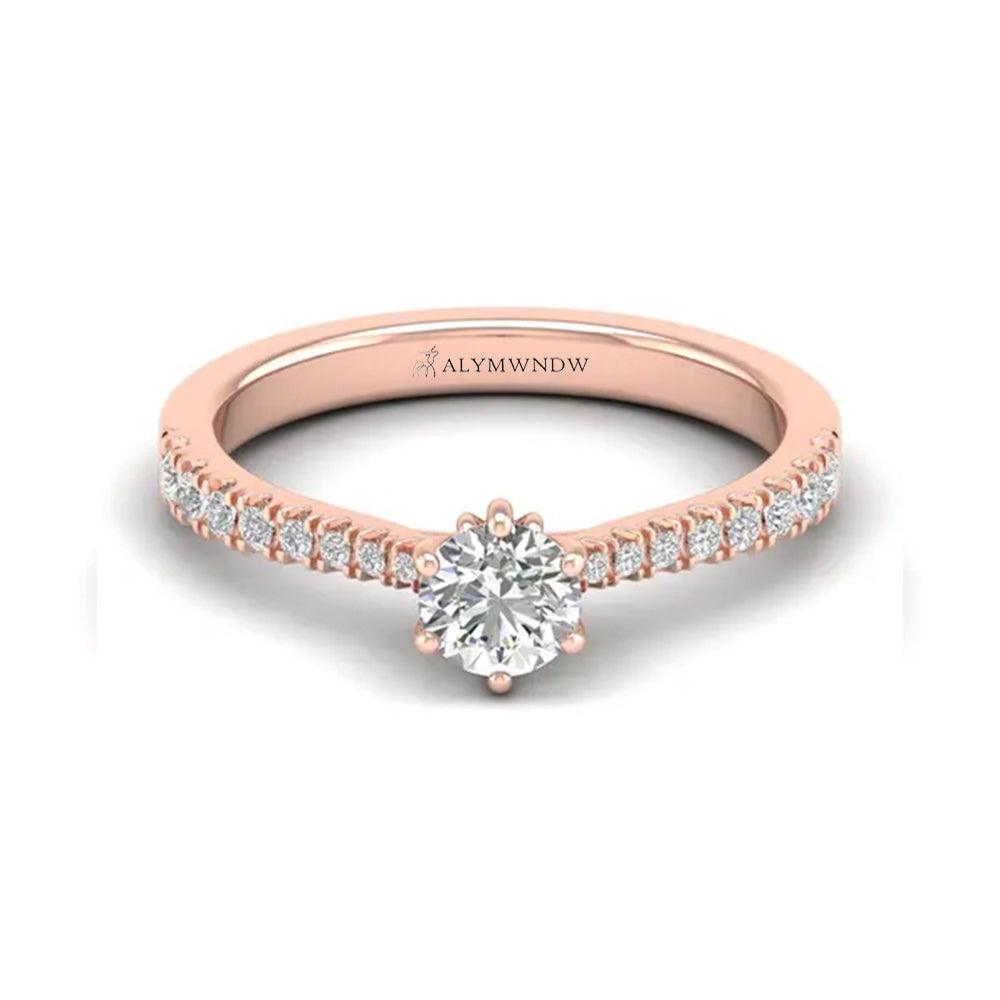 Woman Ring with Lab Grown Diamond in Gold & Platinum | Alymwndw Jewellery - Alymwndw