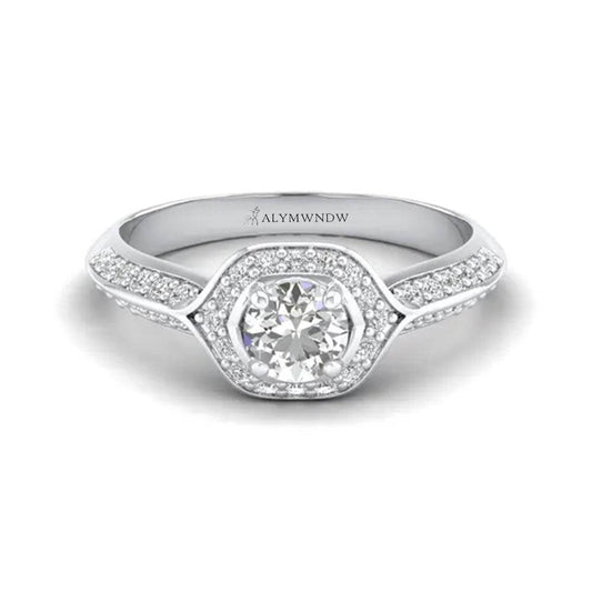Woman Ring with Lab Grown Diamond in Gold & Platinum | Alymwndw Jewellery - Alymwndw