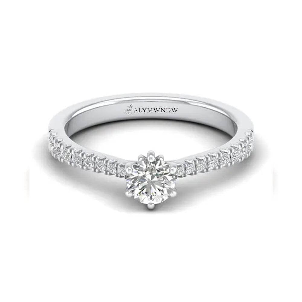 Woman Ring with Lab Grown Diamond in Gold & Platinum | Alymwndw Jewellery - Alymwndw