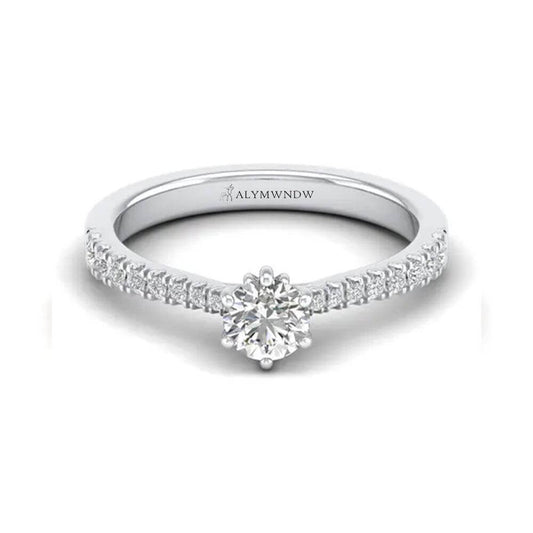Woman Ring with Lab Grown Diamond in Gold & Platinum | Alymwndw Jewellery - Alymwndw