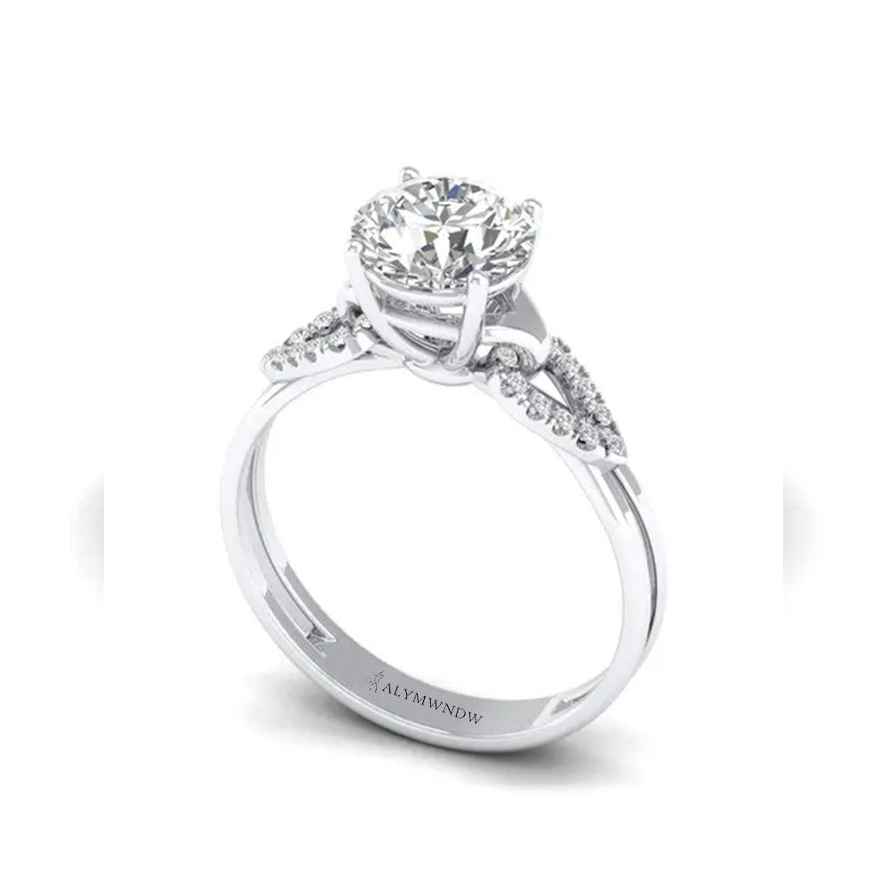 Woman Ring with Lab Grown Diamond in Gold & Platinum | Alymwndw Jewellery - Alymwndw
