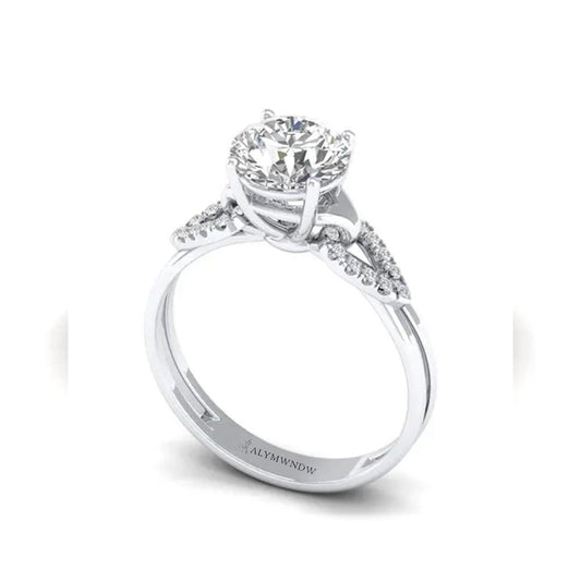 Woman Ring with Lab Grown Diamond in Gold & Platinum | Alymwndw Jewellery - Alymwndw