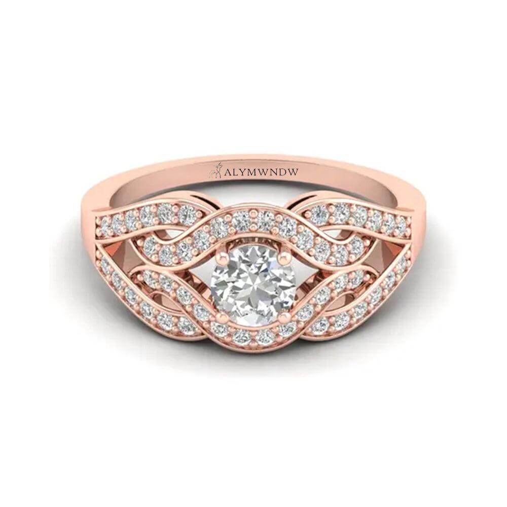 Woman Ring with Lab Grown Diamond in Gold & Platinum | Alymwndw Jewellery - Alymwndw