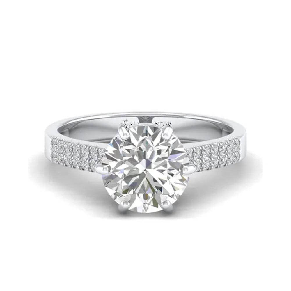 Woman Ring with Lab Grown Diamond in Gold & Platinum | Alymwndw Jewellery - Alymwndw