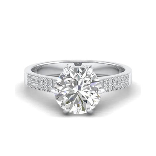 Woman Ring with Lab Grown Diamond in Gold & Platinum | Alymwndw Jewellery - Alymwndw
