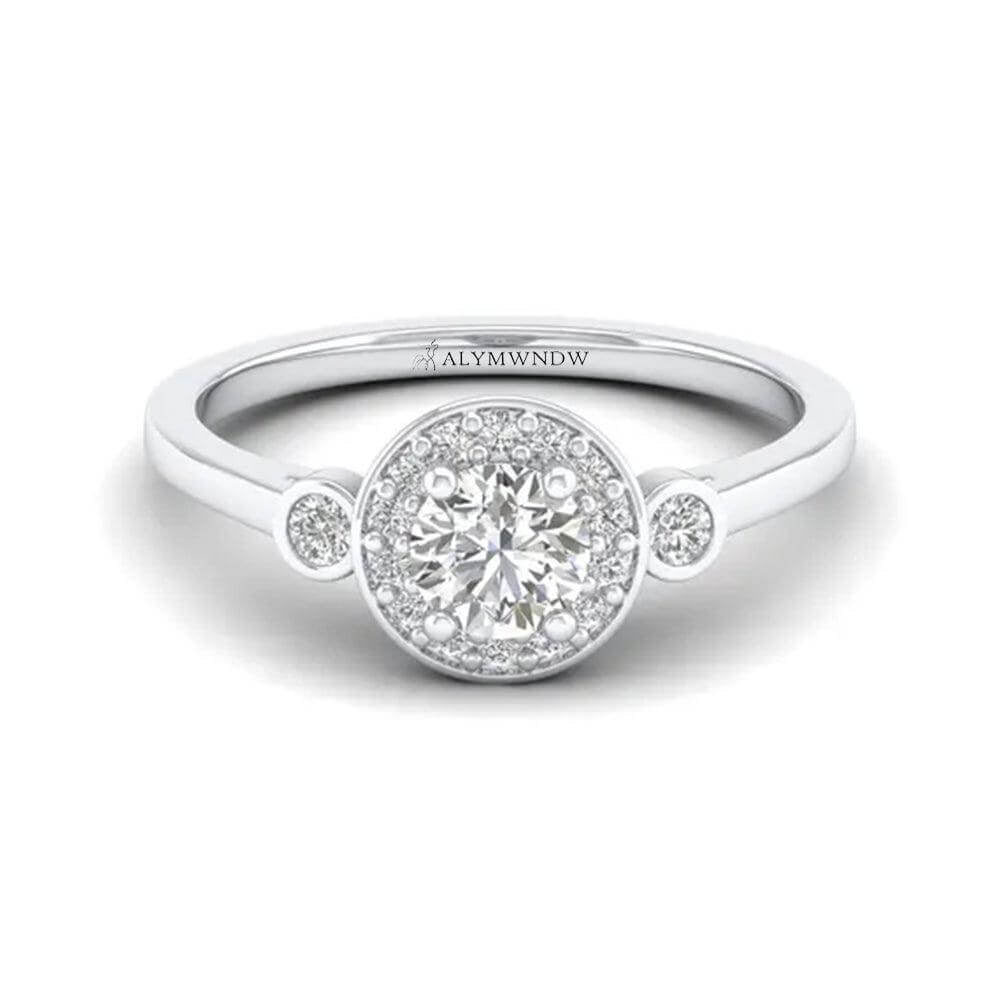 Woman Ring with Lab Grown Diamond in Gold & Platinum | Alymwndw Jewellery - Alymwndw