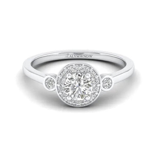 Woman Ring with Lab Grown Diamond in Gold & Platinum | Alymwndw Jewellery - Alymwndw