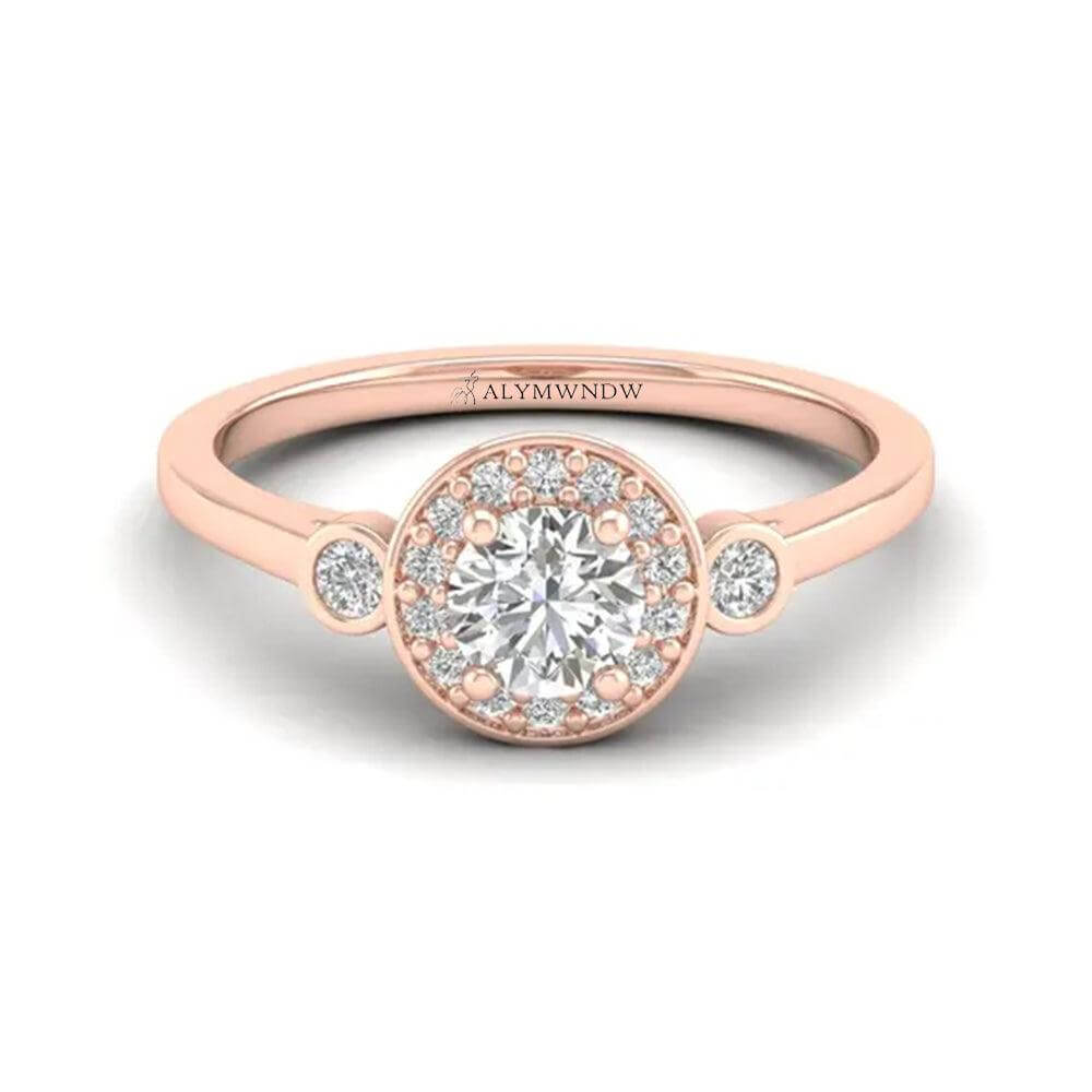 Woman Ring with Lab Grown Diamond in Gold & Platinum | Alymwndw Jewellery - Alymwndw