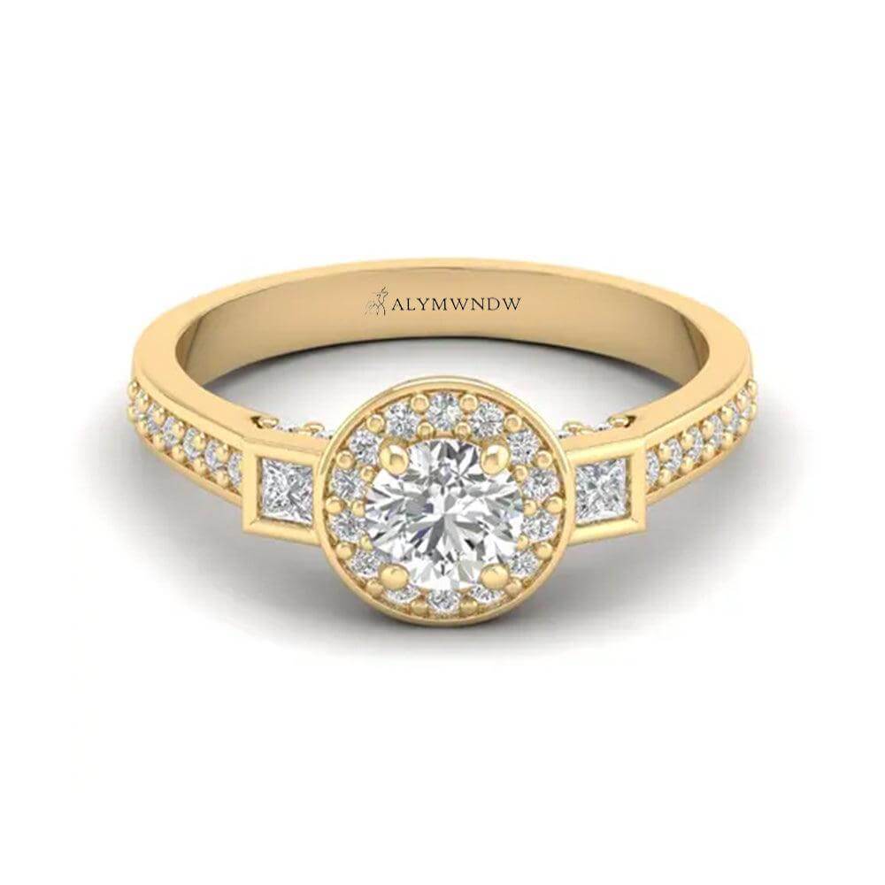 Woman Ring with Lab Grown Diamond in Gold & Platinum | Alymwndw Jewellery - Alymwndw
