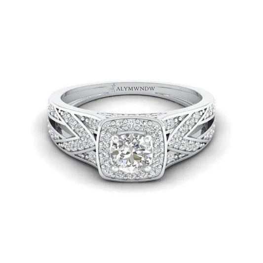 Woman Ring with Lab Grown Diamond in Gold & Platinum | Alymwndw Jewellery - Alymwndw