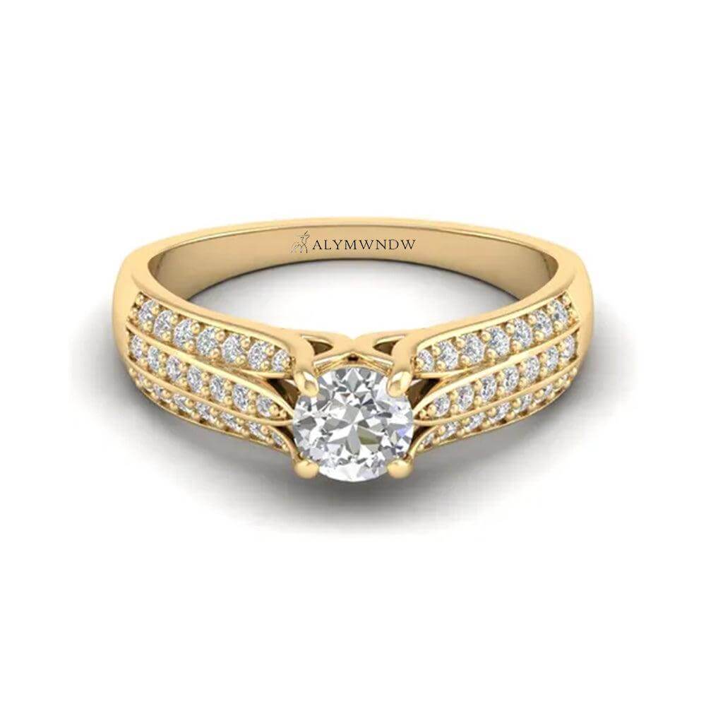 Woman Ring with Lab Grown Diamond in Gold & Platinum | Alymwndw Jewellery - Alymwndw