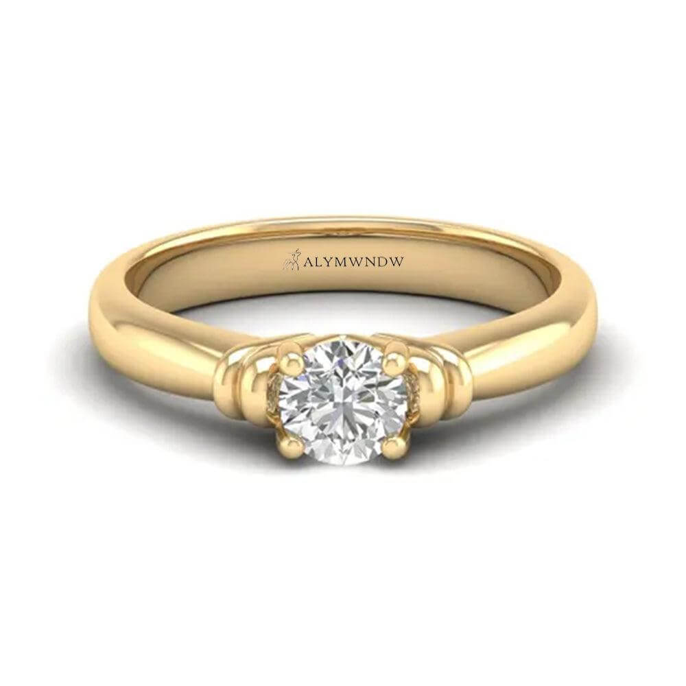 Woman Ring with Lab Grown Diamond in Gold & Platinum | Alymwndw Jewellery - Alymwndw