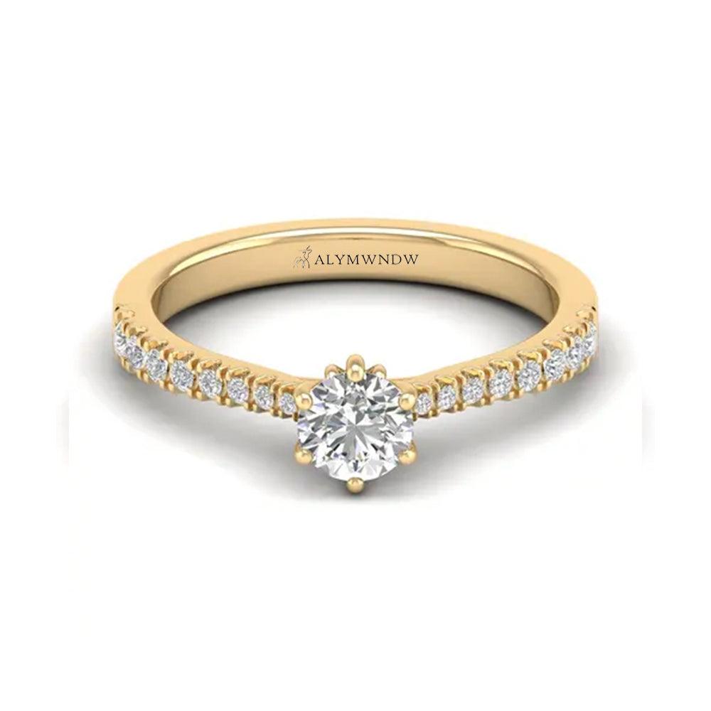Woman Ring with Lab Grown Diamond in Gold & Platinum | Alymwndw Jewellery - Alymwndw