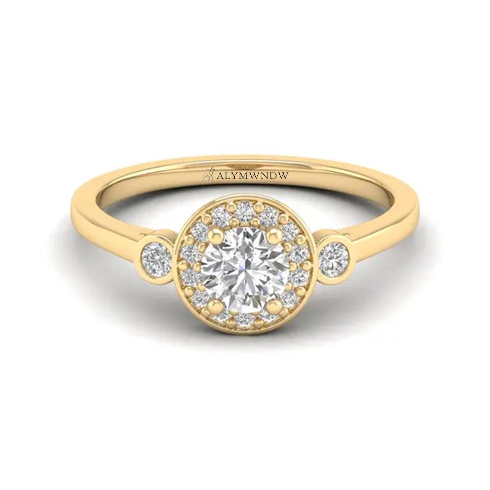 Woman Ring with Lab Grown Diamond in Gold & Platinum | Alymwndw Jewellery - Alymwndw