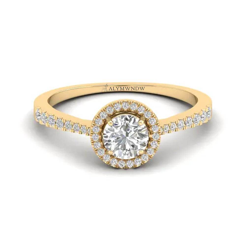Woman Ring with Lab Grown Diamond in Gold & Platinum | Alymwndw Jewellery - Alymwndw