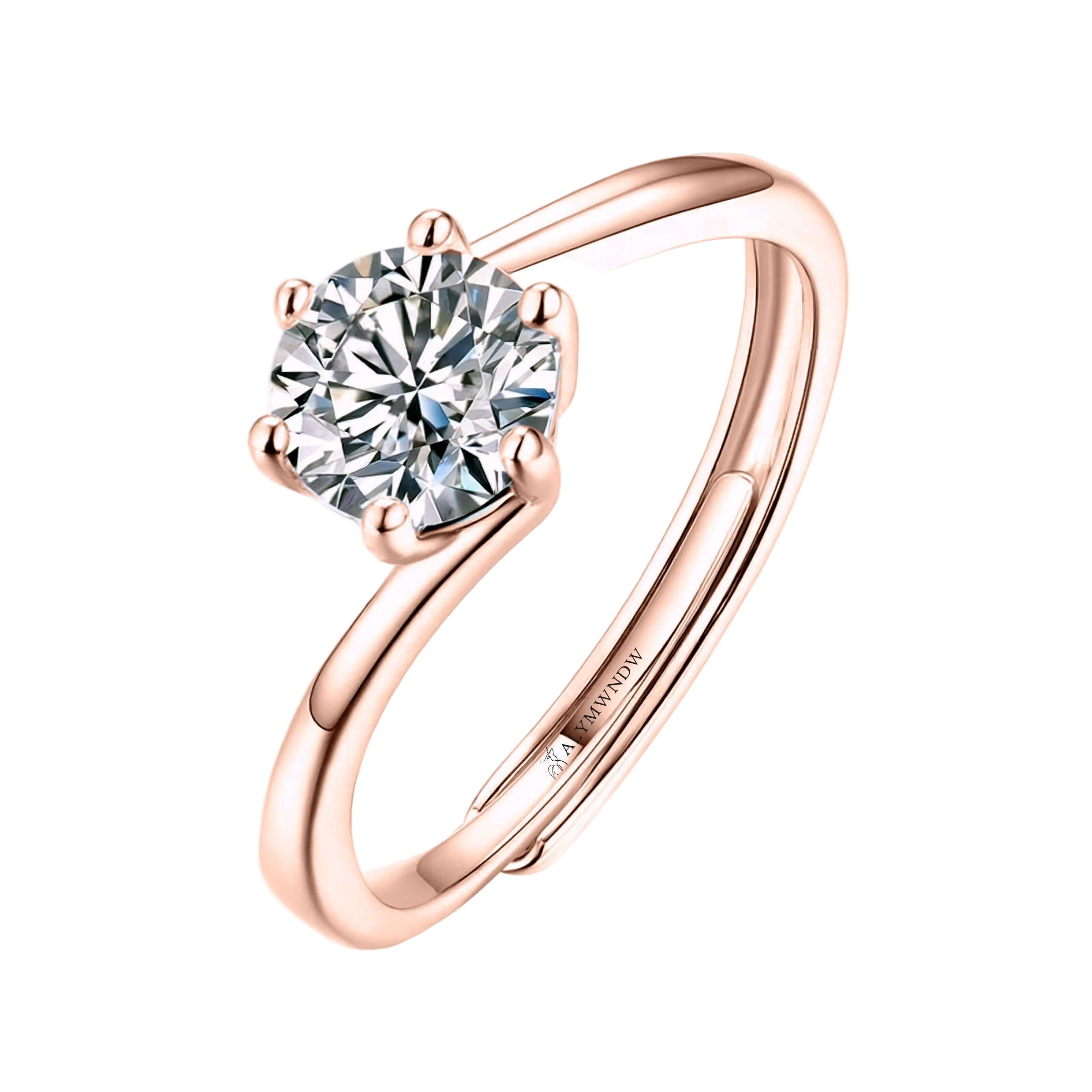 Woman Ring with Lab Grown Diamond in Gold & Platinum | Alymwndw Jewellery - Alymwndw