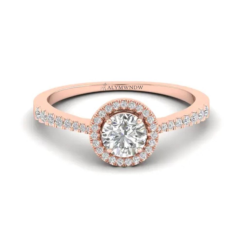 Woman Ring with Lab Grown Diamond in Gold & Platinum | Alymwndw Jewellery - Alymwndw