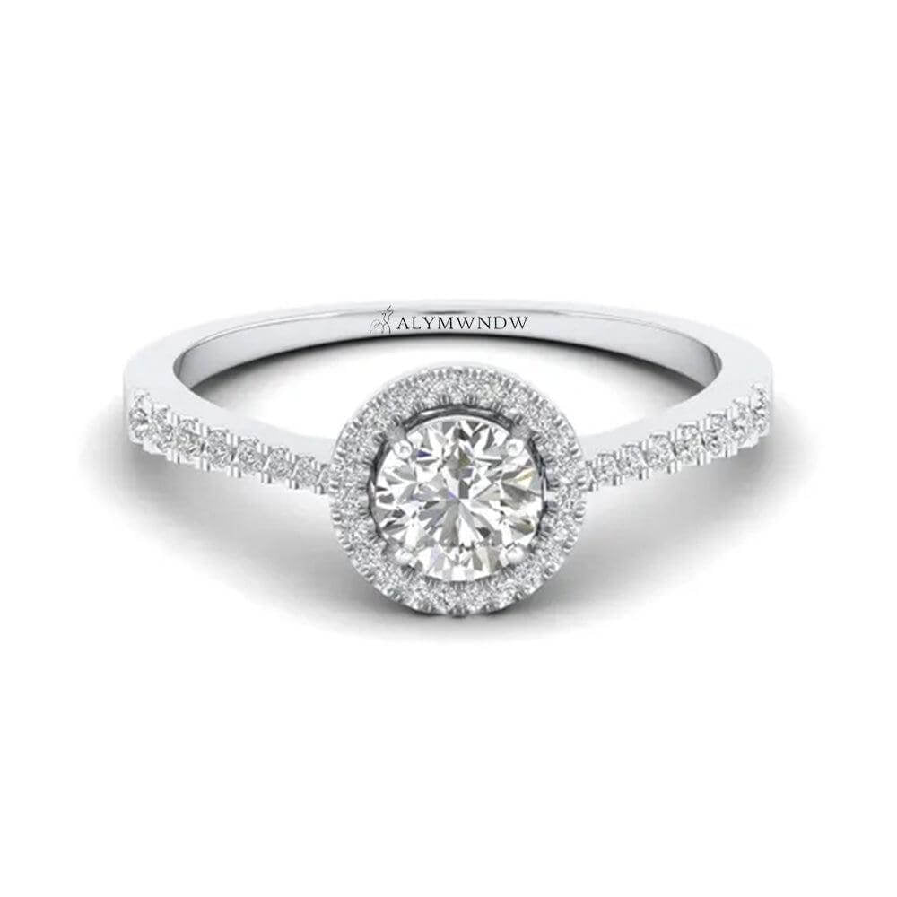 Woman Ring with Lab Grown Diamond in Gold & Platinum | Alymwndw Jewellery - Alymwndw
