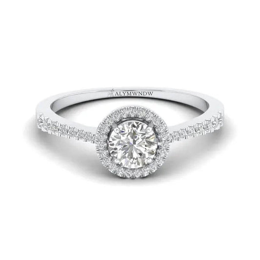 Woman Ring with Lab Grown Diamond in Gold & Platinum | Alymwndw Jewellery - Alymwndw