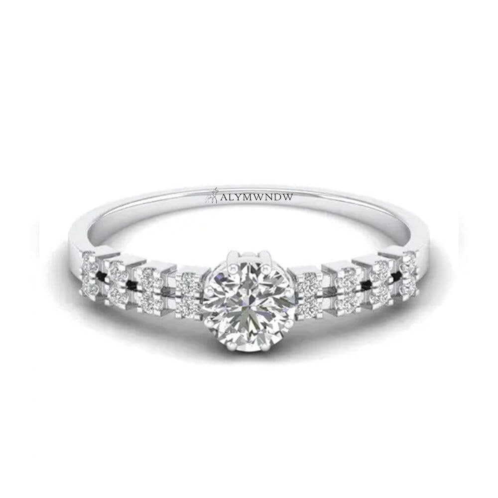 Women’s Round Solitaire Lab Grown Diamond Ring | Alymwndw Jewellery - Alymwndw