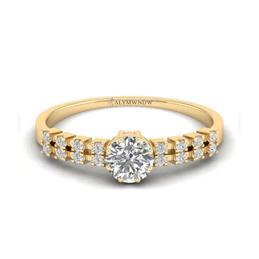 Women’s Round Solitaire Lab Grown Diamond Ring | Alymwndw Jewellery - Alymwndw