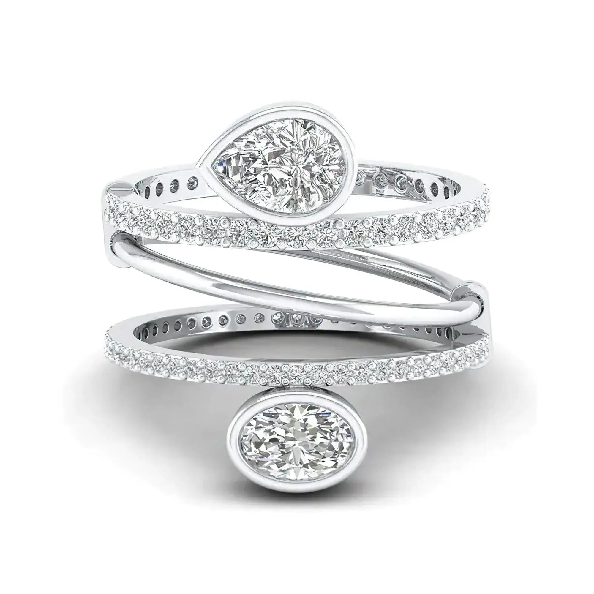 Wrap Moissanite Ring Set – GRA Certified Double Band Design - Alymwndw