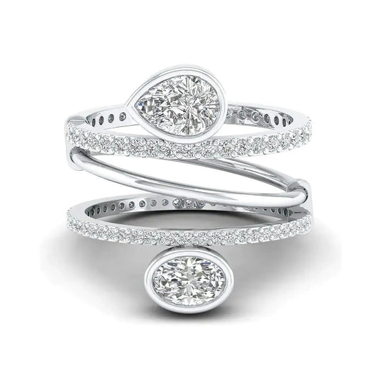 Wrap Moissanite Ring Set – GRA Certified Double Band Design - Alymwndw