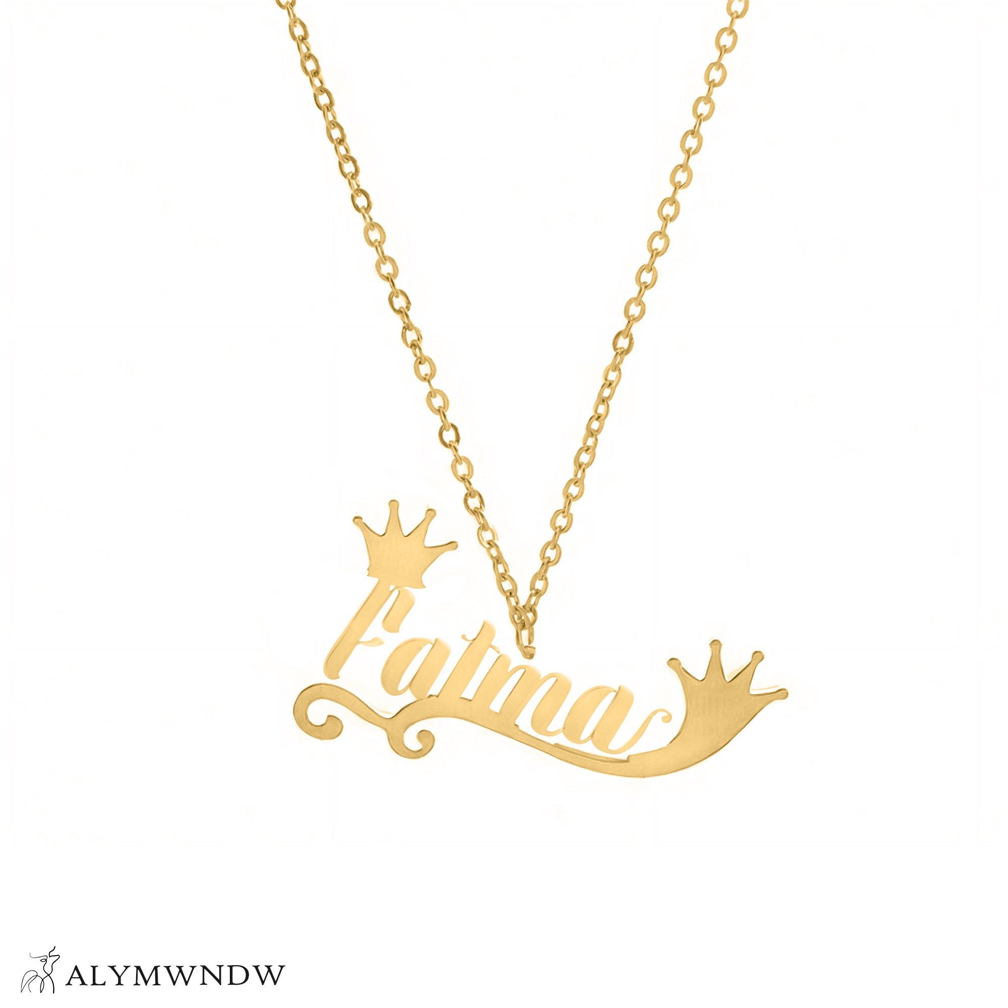 Fatima Name Necklace in Gold (18K/21K/22K) – Personalized Arabic Style - Alymwndw
