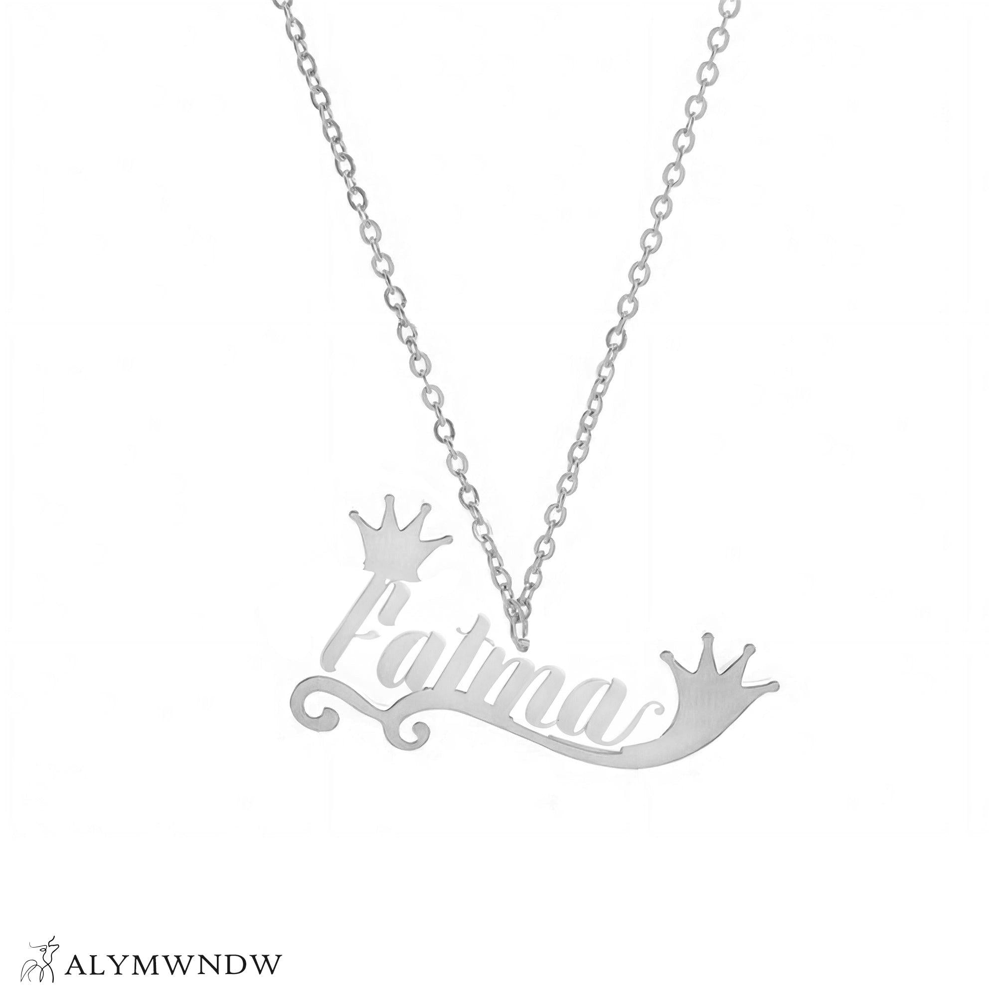 Fatima Name Necklace in Gold (18K/21K/22K) – Personalized Arabic Style - Alymwndw