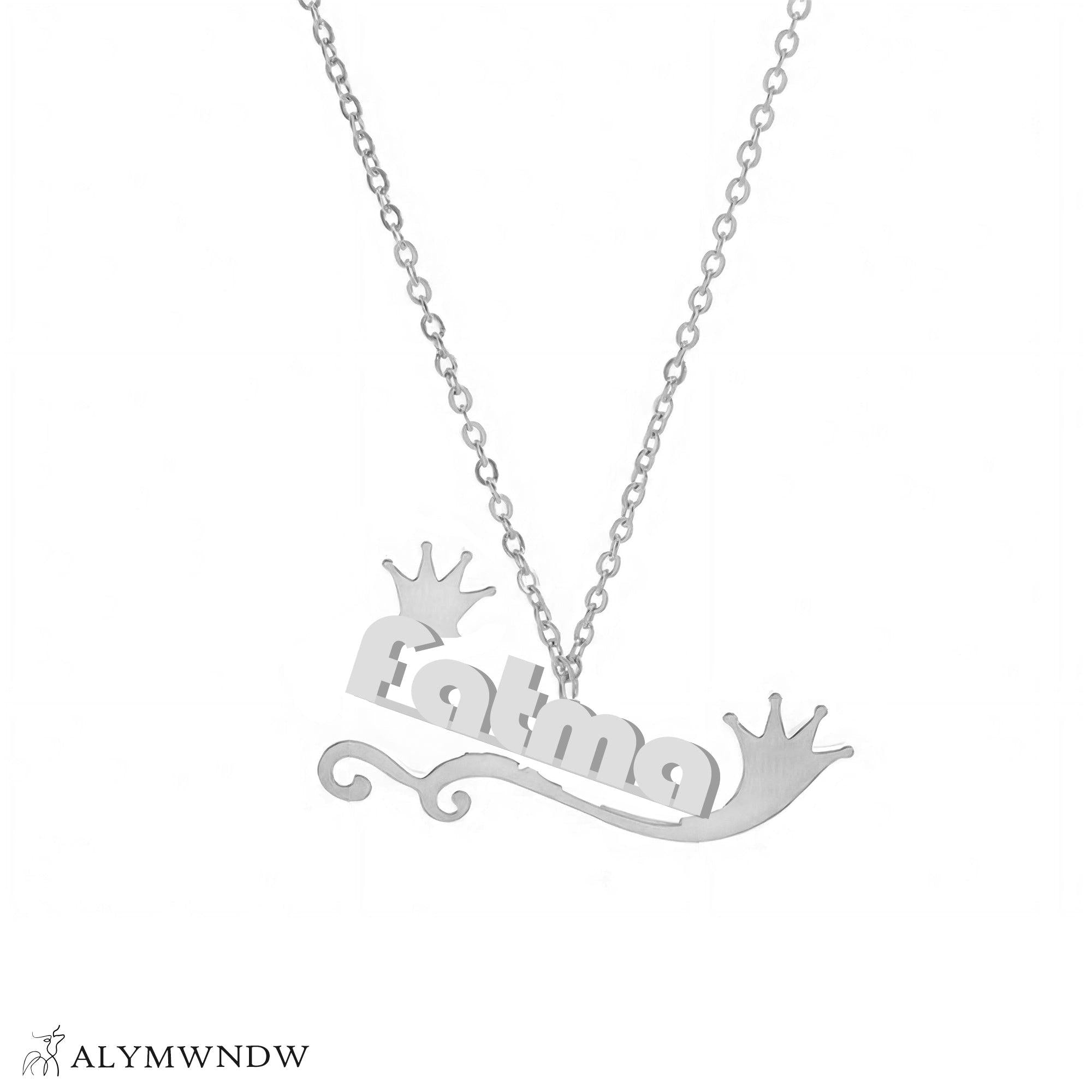 Fatima Name Necklace in Gold (18K/21K/22K) – Personalized Arabic Style - Alymwndw