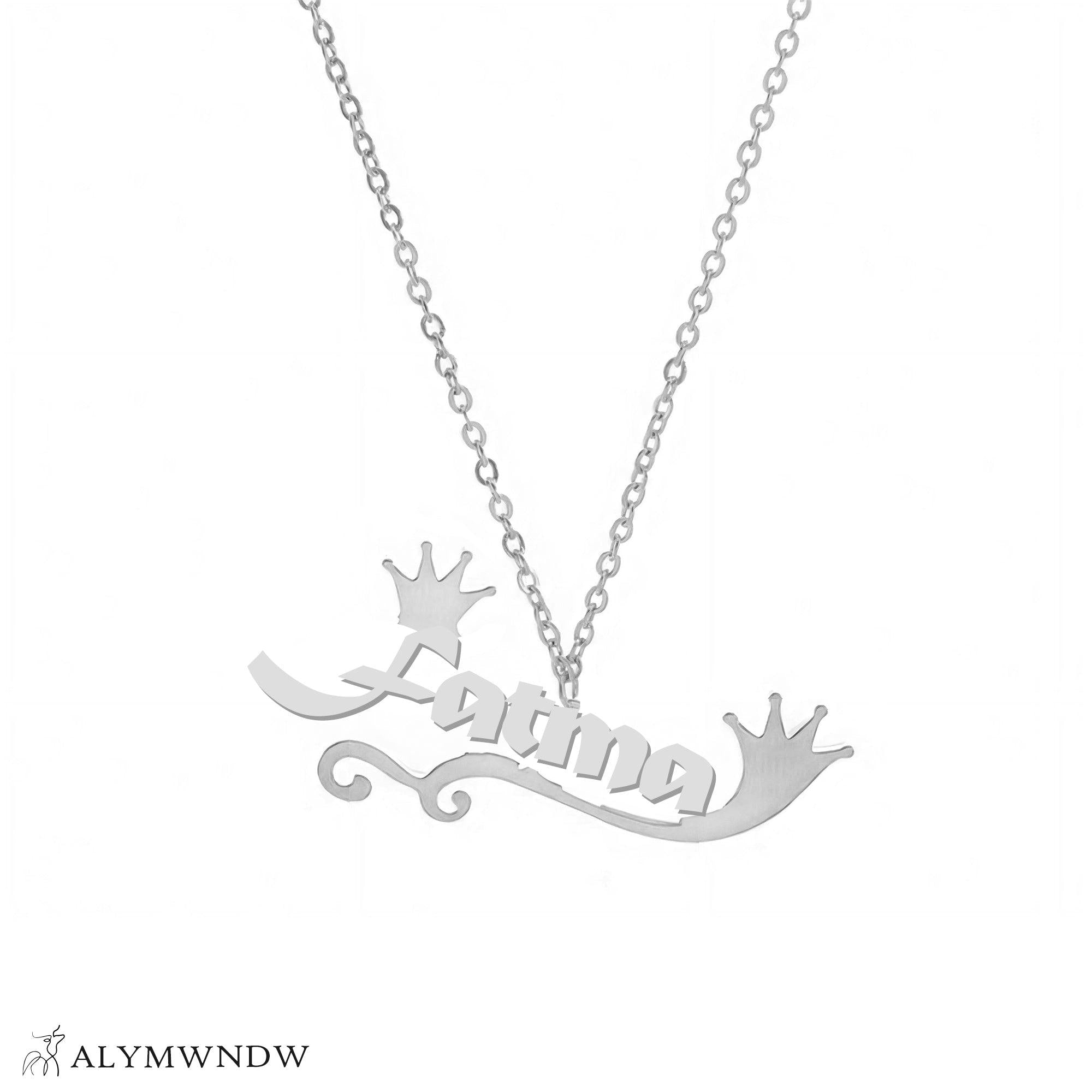 Fatima Name Necklace in Gold (18K/21K/22K) – Personalized Arabic Style - Alymwndw
