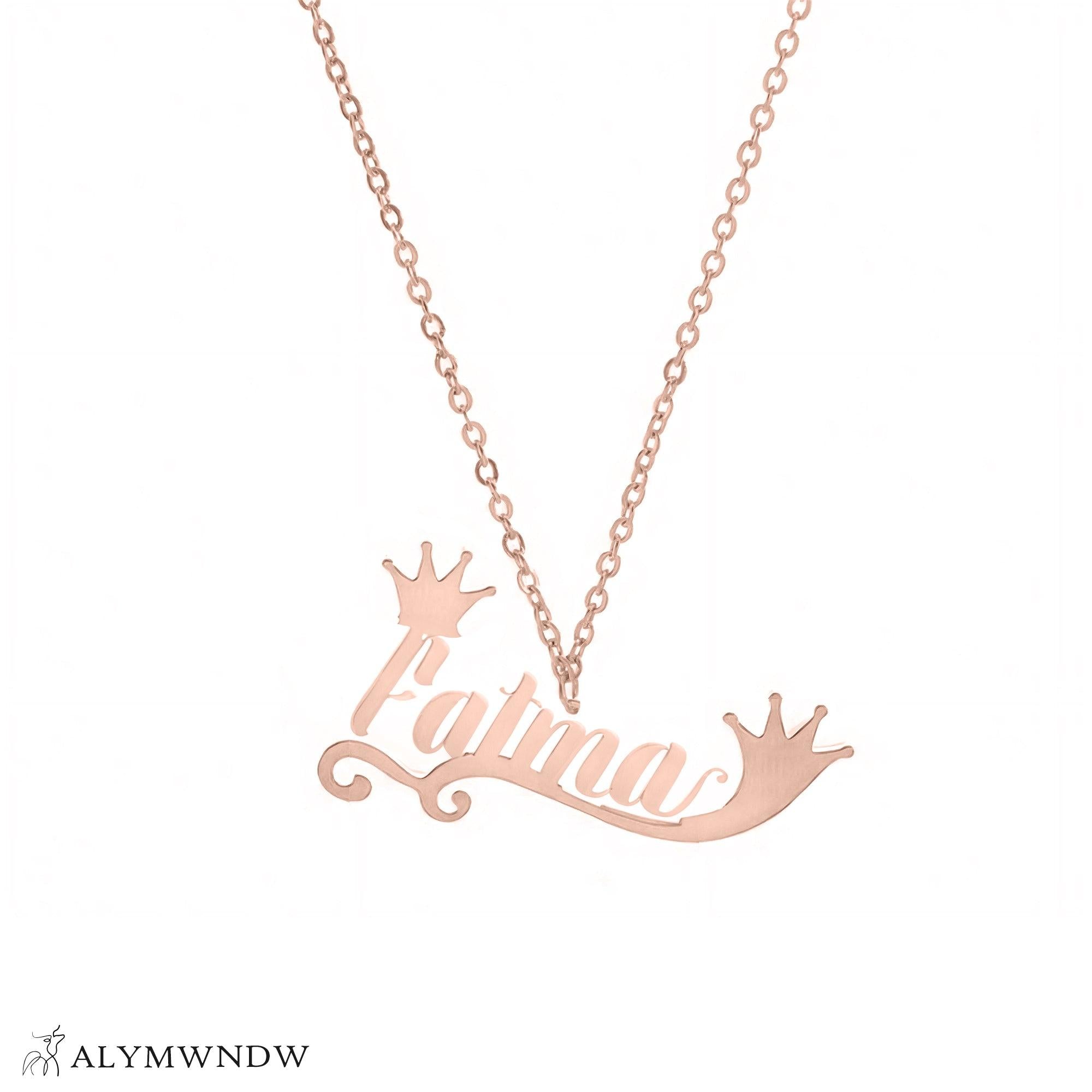 Fatima Name Necklace in Gold (18K/21K/22K) – Personalized Arabic Style - Alymwndw