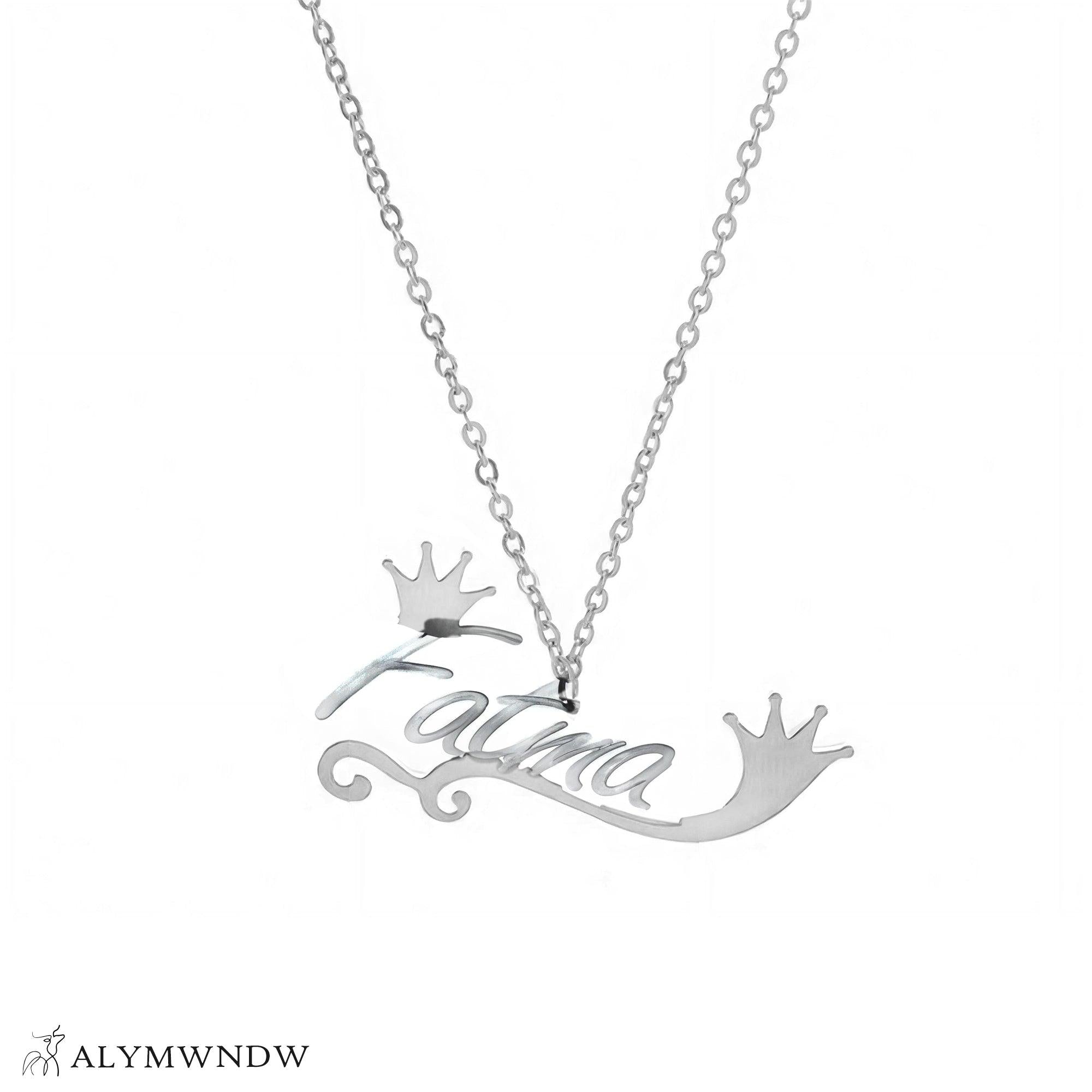 Fatima Name Necklace in Gold (18K/21K/22K) – Personalized Arabic Style - Alymwndw