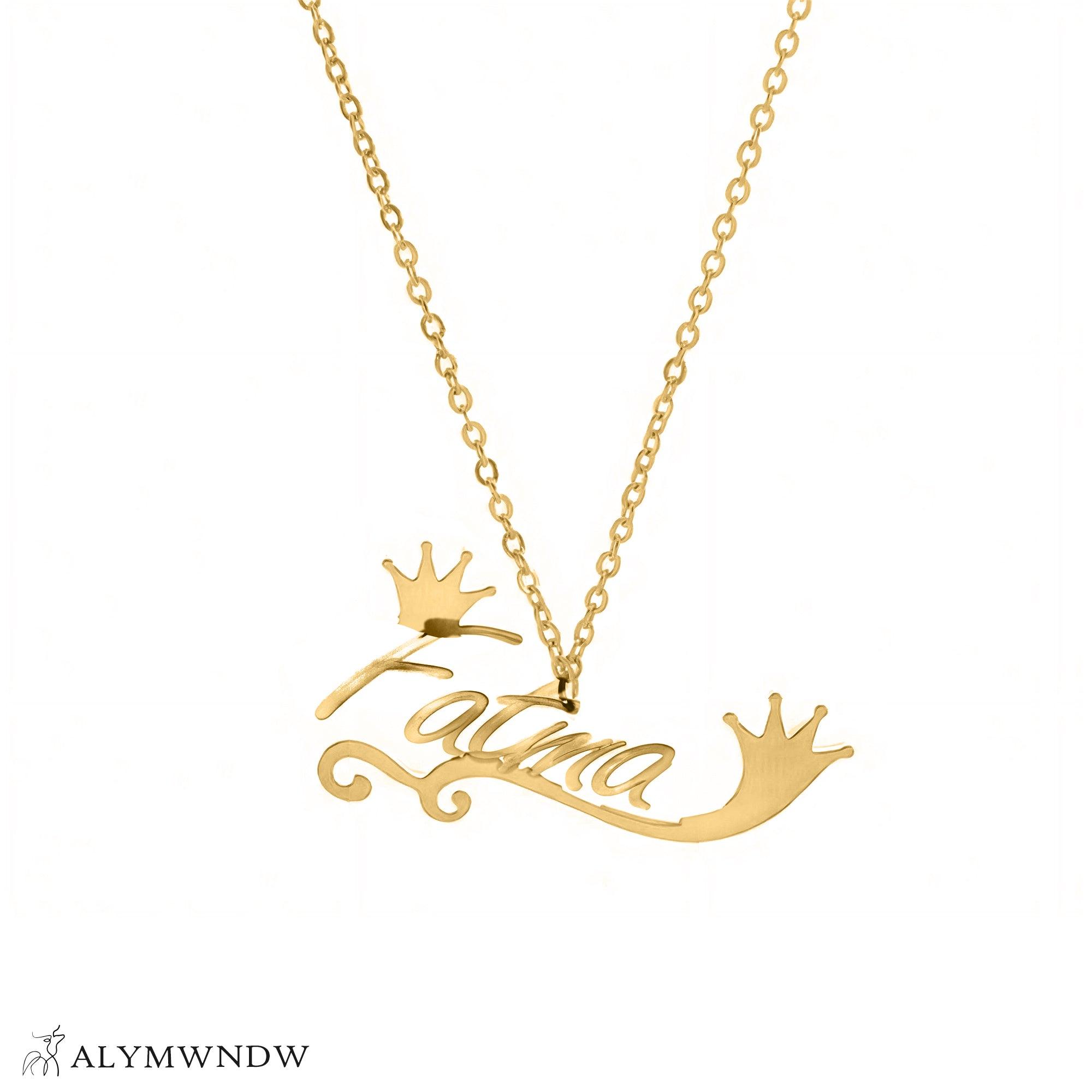 Fatima Name Necklace in Gold (18K/21K/22K) – Personalized Arabic Style - Alymwndw